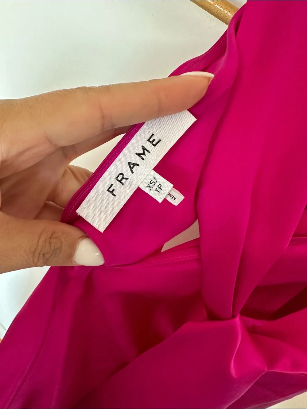 Frame Denim draped neck tie halter top Magenta